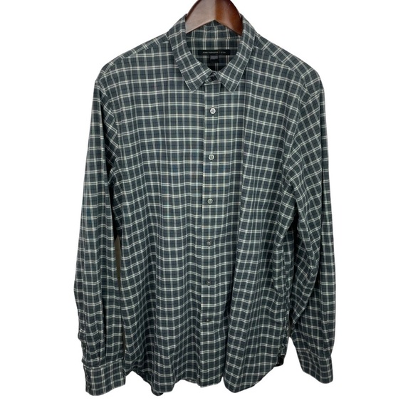 John Varvatos USA | Gray Cream Plaid Long Sleeve Button Down Shirt - Picture 1 of 8